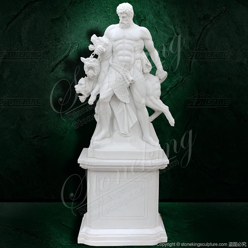 Classical Marble Greek God Statue of Hercules and Cerberus for outdoor or home decor for sale 