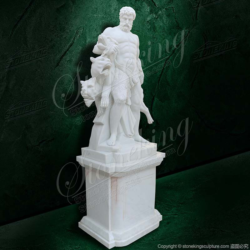 Classical Marble Greek God Statue of Hercules and Cerberus for outdoor or home decor for sale 