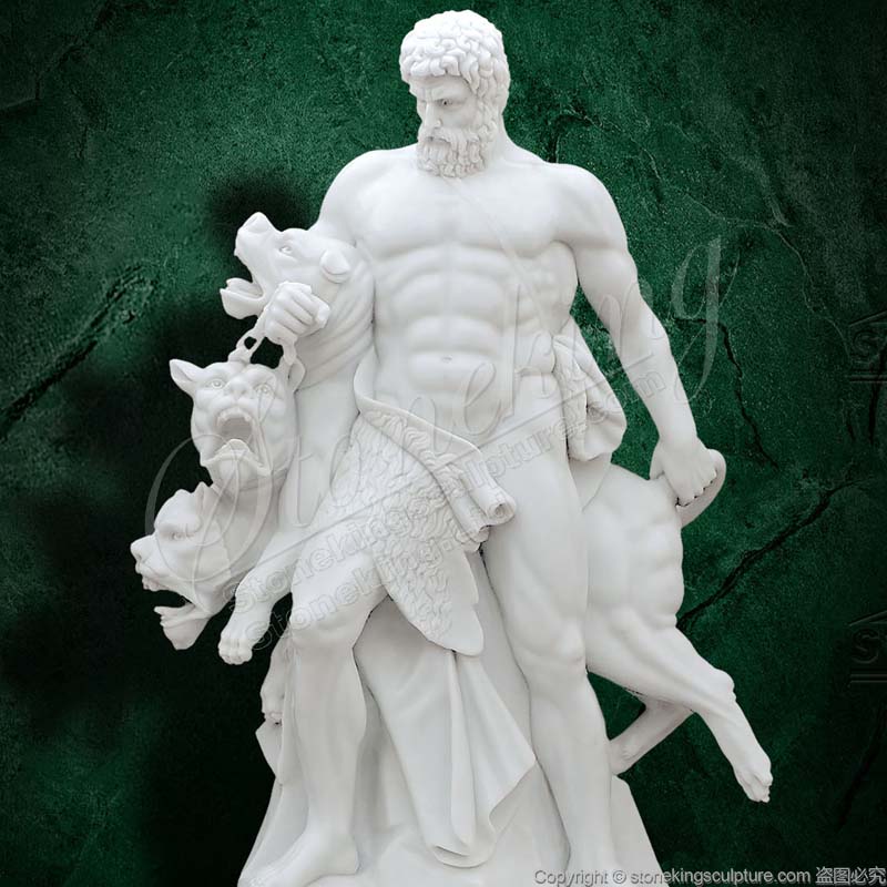 Classical Marble Greek God Statue of Hercules and Cerberus for outdoor or home decor for sale 