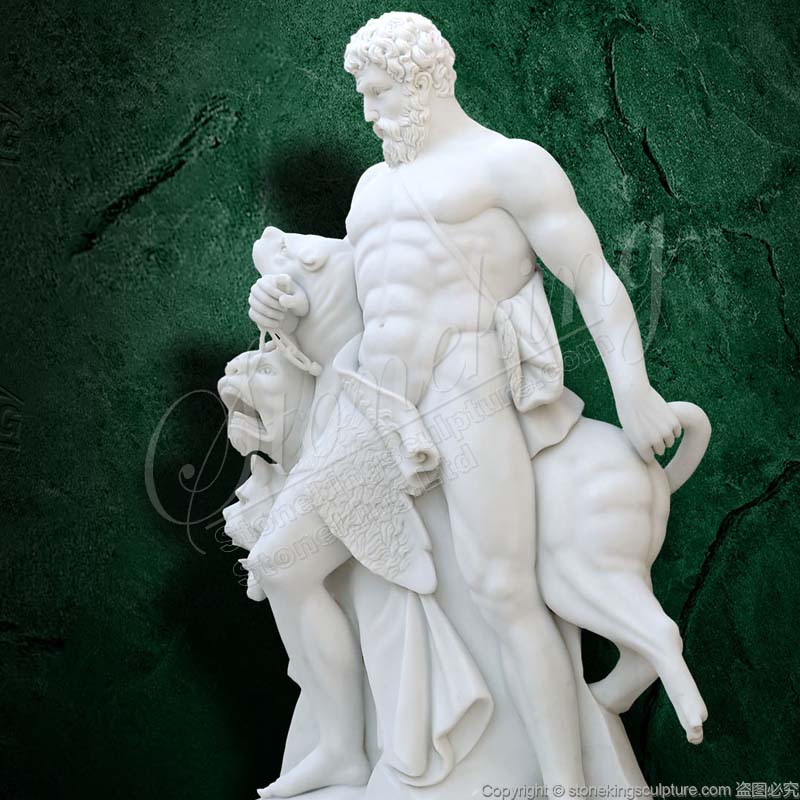 Classical Marble Greek God Statue of Hercules and Cerberus for outdoor or home decor for sale 