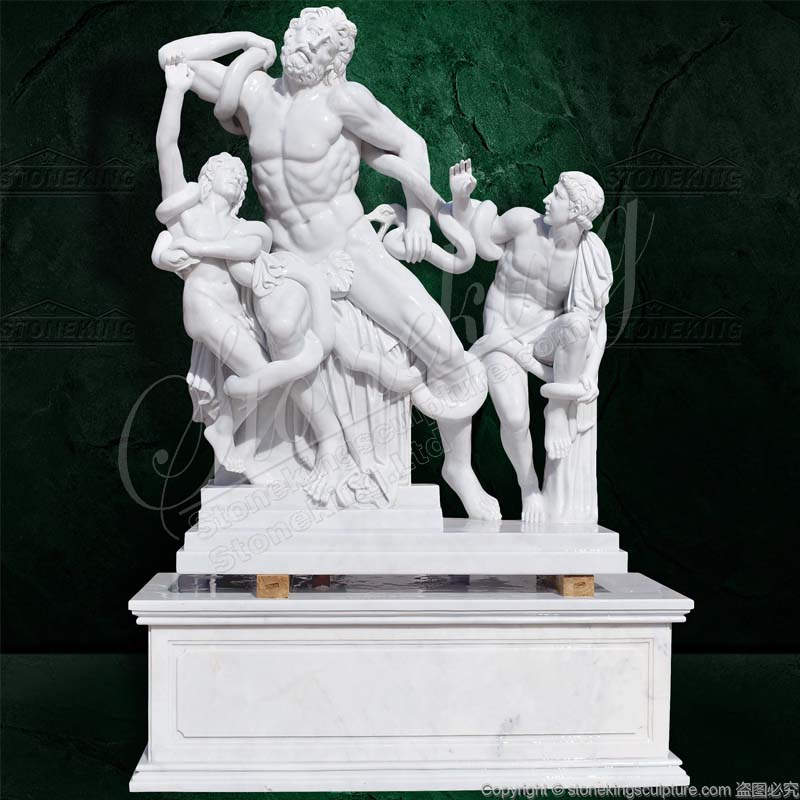 Hand Carved Classical Marble Greek Laocoon and his Sons Statue for Outdoor Decor SK-10095