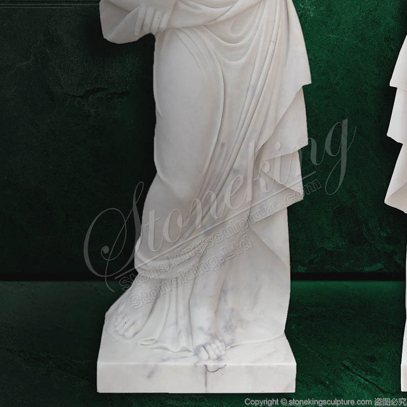 Pair of Life Size Marble Woman Statues Holding Cornucopia of factory supply for outdoor lawn decor
