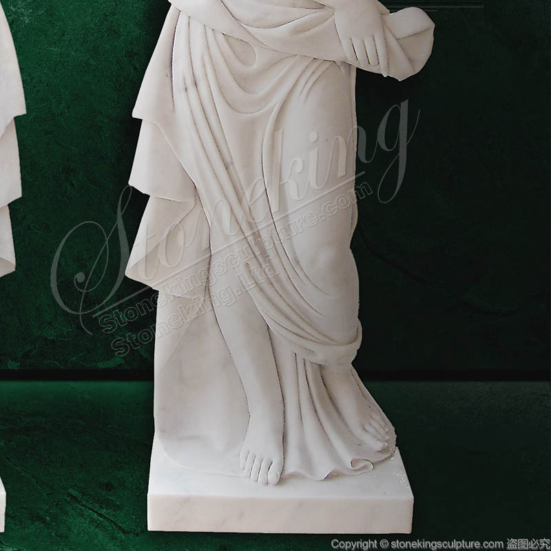 Pair of Life Size Marble Woman Statues Holding Cornucopia of factory supply for outdoor lawn decor