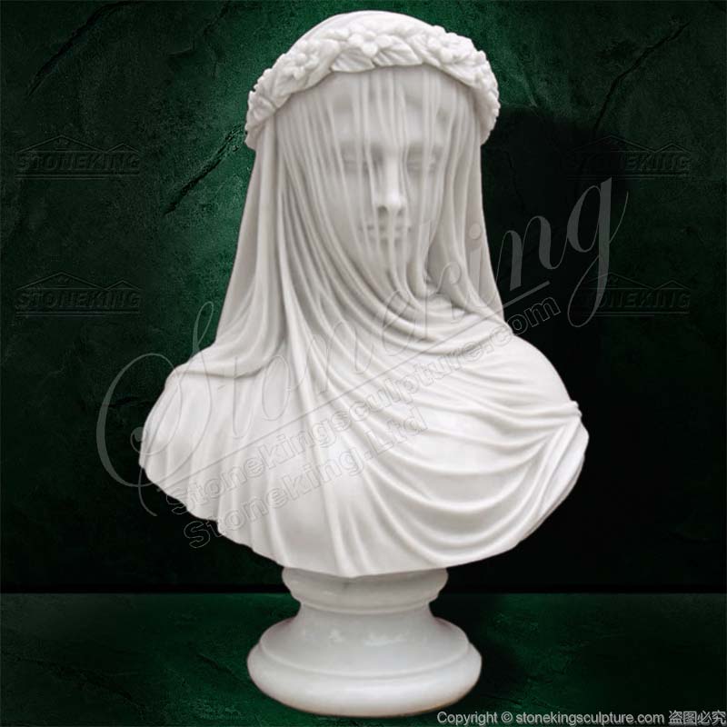 Famous White Marble Veiled Lady Statue Bust for Indoor Home decor factory supply