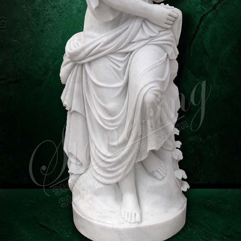 Outdoor Yard White Marble Woman Statue with bird for garden ornament for direct supply  