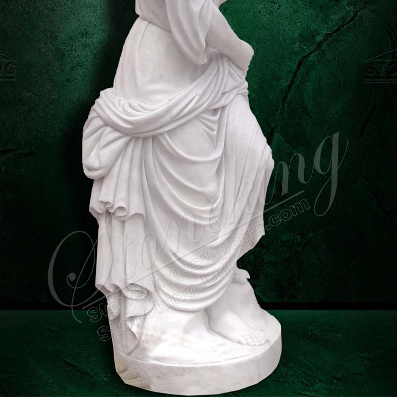 Outdoor Yard White Marble Woman Statue with bird for garden ornament for direct supply  