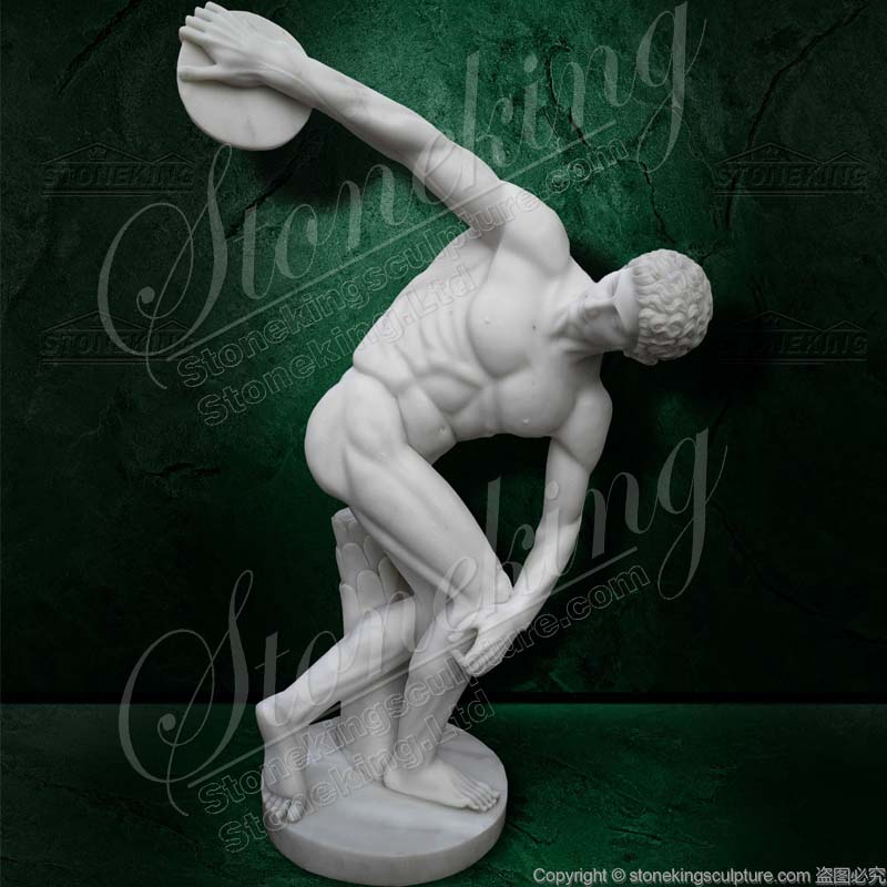 Famous Greek Sculpture Marble Discobolus Discus Thrower Nude Male Athlete Statue for sale 