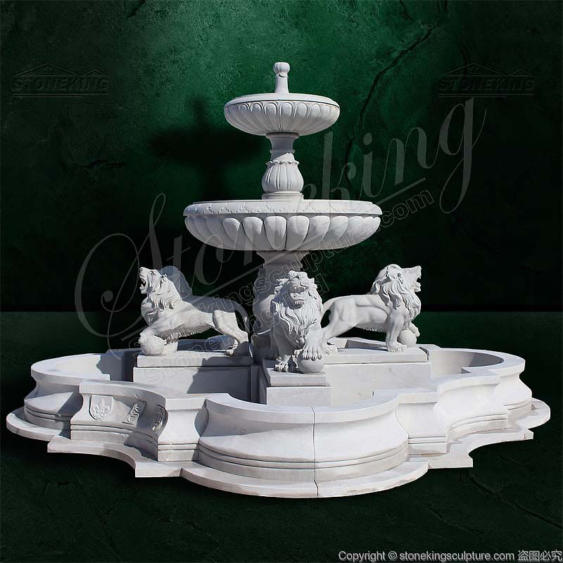 Outdoor Garden Water Features Marble Lion Fountain for home backyard or patio landscaping