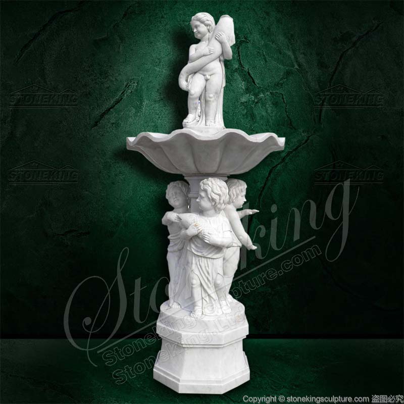 Factory Price Outdoor Yard White Marble Children Water Fountain for home or lawn ornaments