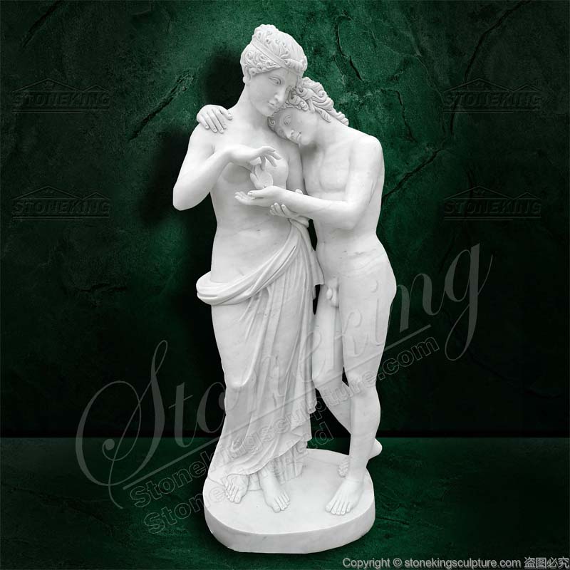 Famous Neoclassical Sculpture Standing Cupid and Psyche Marble Statue for sale