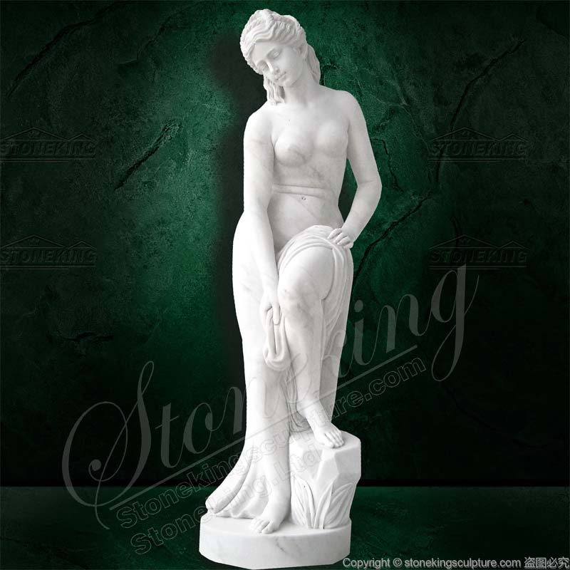 Manufacture Goddess Venus Bathing Natural Marble Statue for yard and home decor 