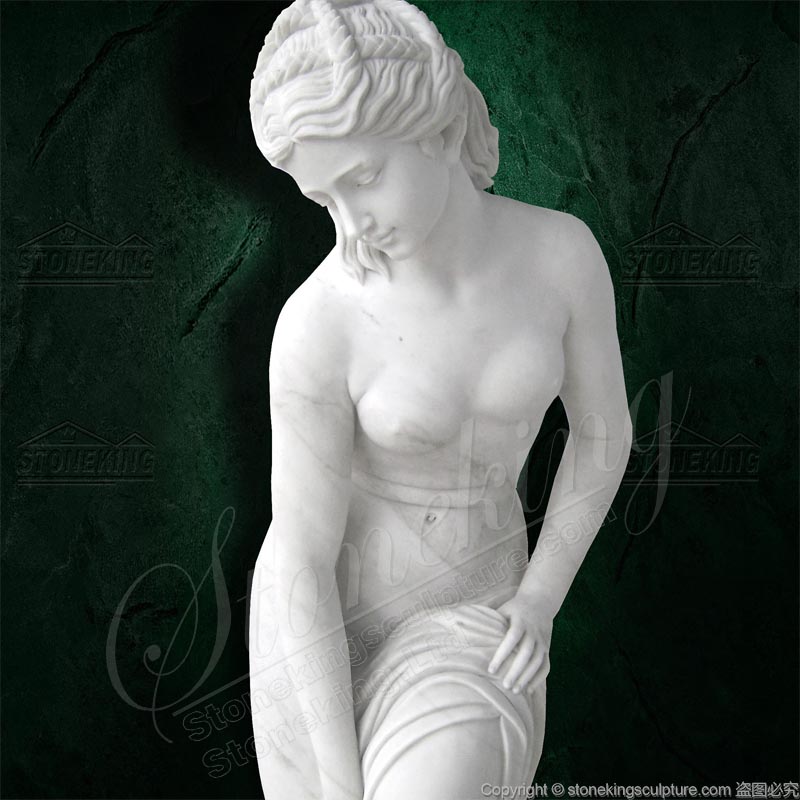 Manufacture Goddess Venus Bathing Natural Marble Statue for yard and home decor 