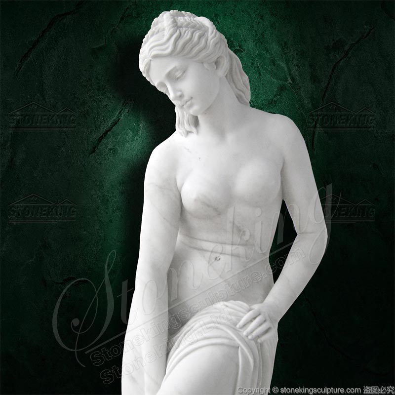 Manufacture Goddess Venus Bathing Natural Marble Statue for yard and home decor 