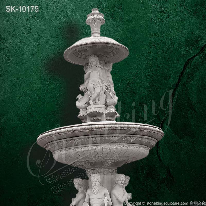 Factory Supply Large Garden Decoration Hand Carved White Marble Fountains for outdoor landscaping