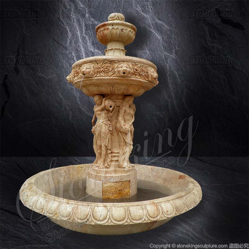 Top Quality Backyard Handmade Marble Water Fountain with Woman Sculptures for sale