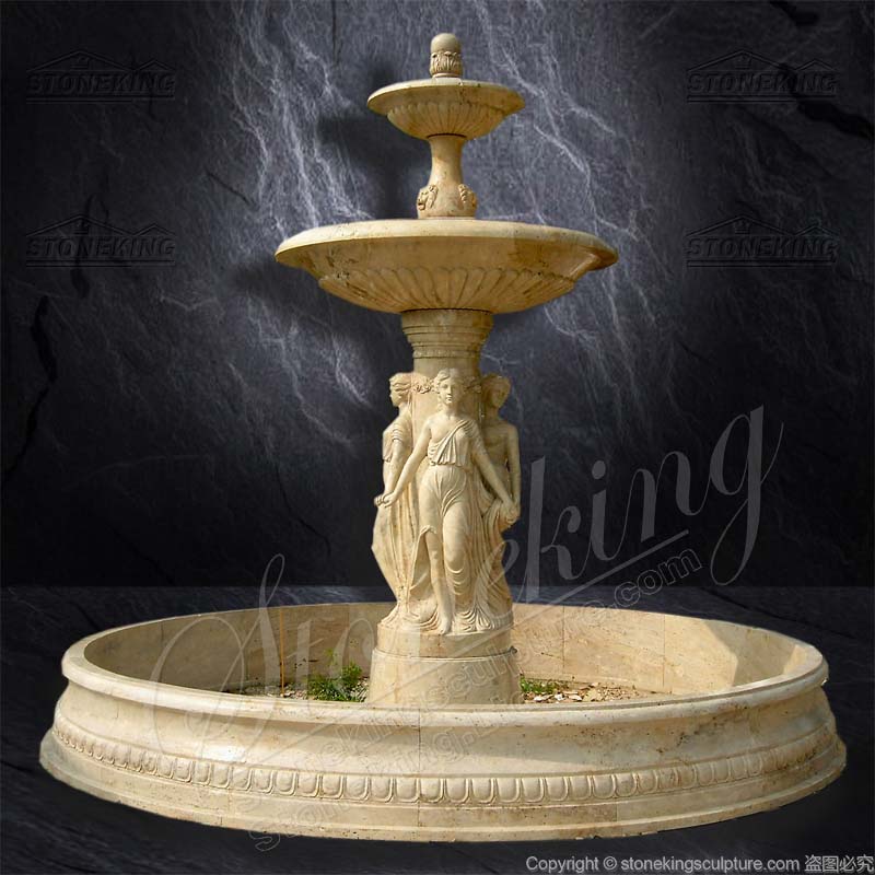 Outdoor Decorative Natural Stone Water Fountain with female sculptures of Factory Supplier