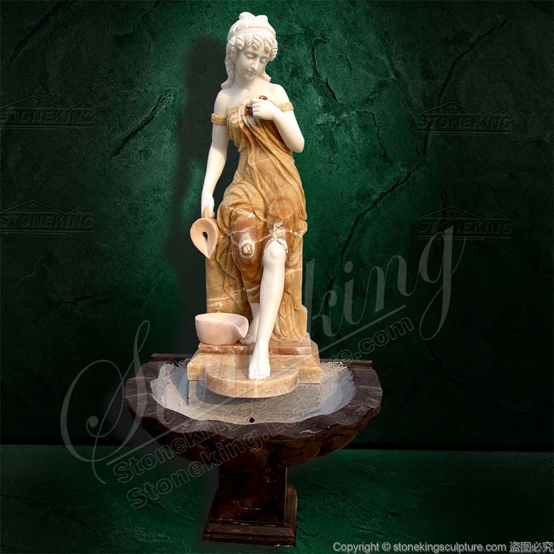 Factory Supply Marble Female Statue Water Fountain for Outdoor Gardens or Indoor Ornaments