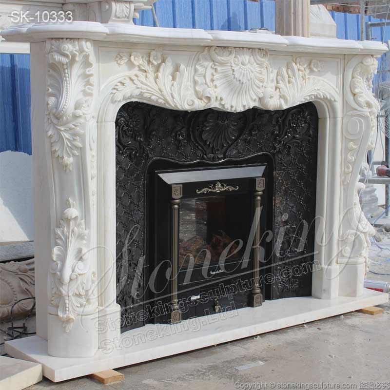 Manufacturer Solid White Marble French Country Fireplace Mantel Ideas for Interior Decoration