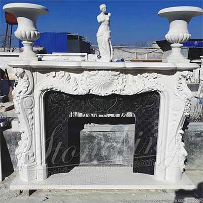 Manufacturer Solid White Marble French Country Fireplace Mantel Ideas for Interior Decoration