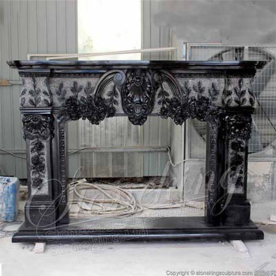 Factory Supplier Natural Marble Antique Black Fireplace Mantel Ideas for home decoration for sale 