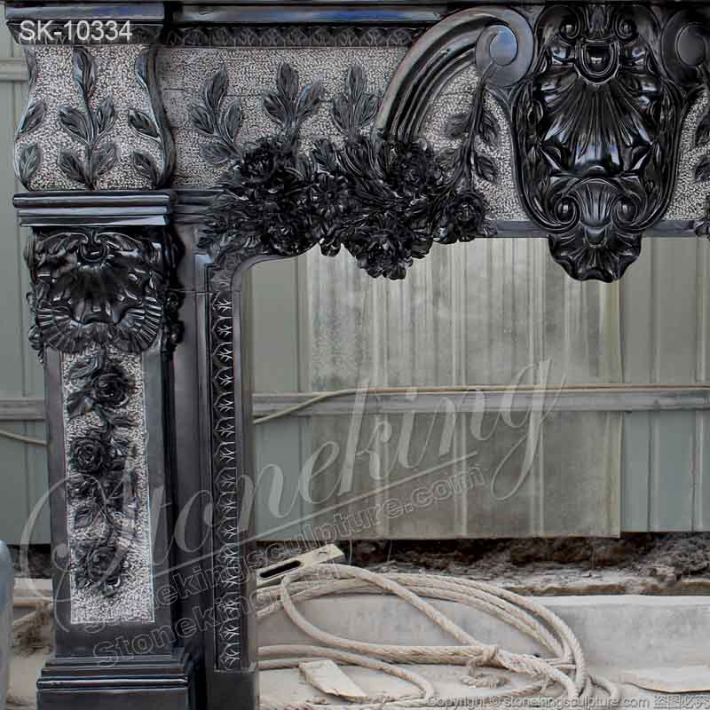 Factory Supplier Natural Marble Antique Black Fireplace Mantel Ideas for home decoration for sale 