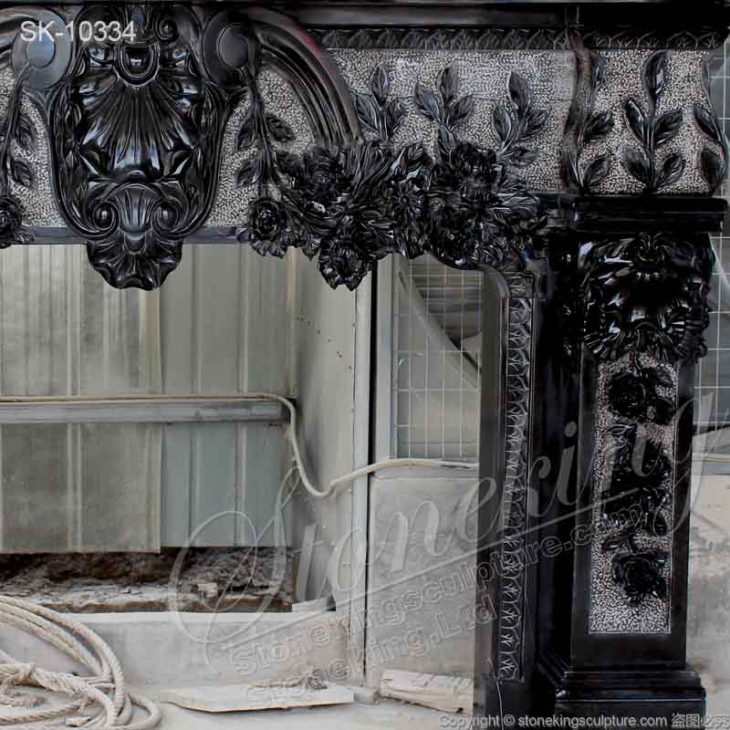 Factory Supplier Natural Marble Antique Black Fireplace Mantel Ideas for home decoration for sale 