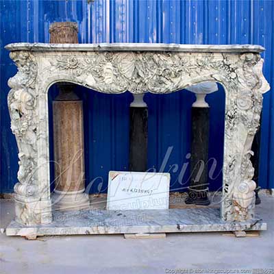  Hand Carved Natural Marble Vintage Parisian Fireplace Mantel Shelf for bedroom ornament for sale 