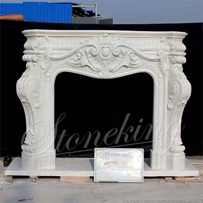 Factory Wholesale Antique White Marble French Style Fireplace Surround Ideas for Indoor Room decor
