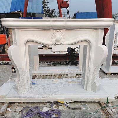 Indoor Decorative Modern French Style Natural White Marble Fireplace Mantel Shelf Ideas for sale 