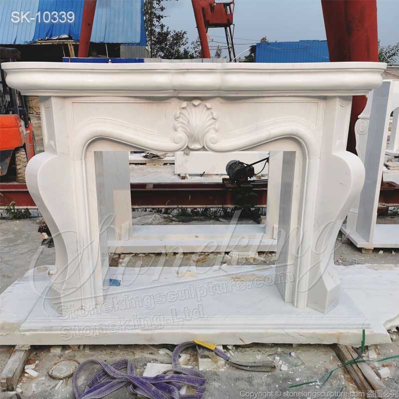 Indoor Decorative Modern French Style Natural White Marble Fireplace Mantel Shelf Ideas for sale 