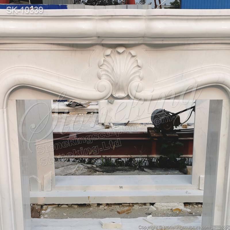 Indoor Decorative Modern French Style Natural White Marble Fireplace Mantel Shelf Ideas for sale 