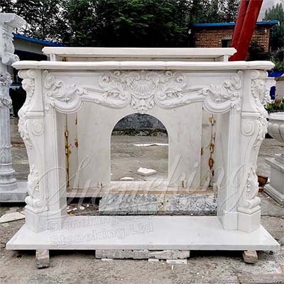  Top Quality European Style Natural White Marble Fireplace Mantelpiece Ideas for home decor for sale 