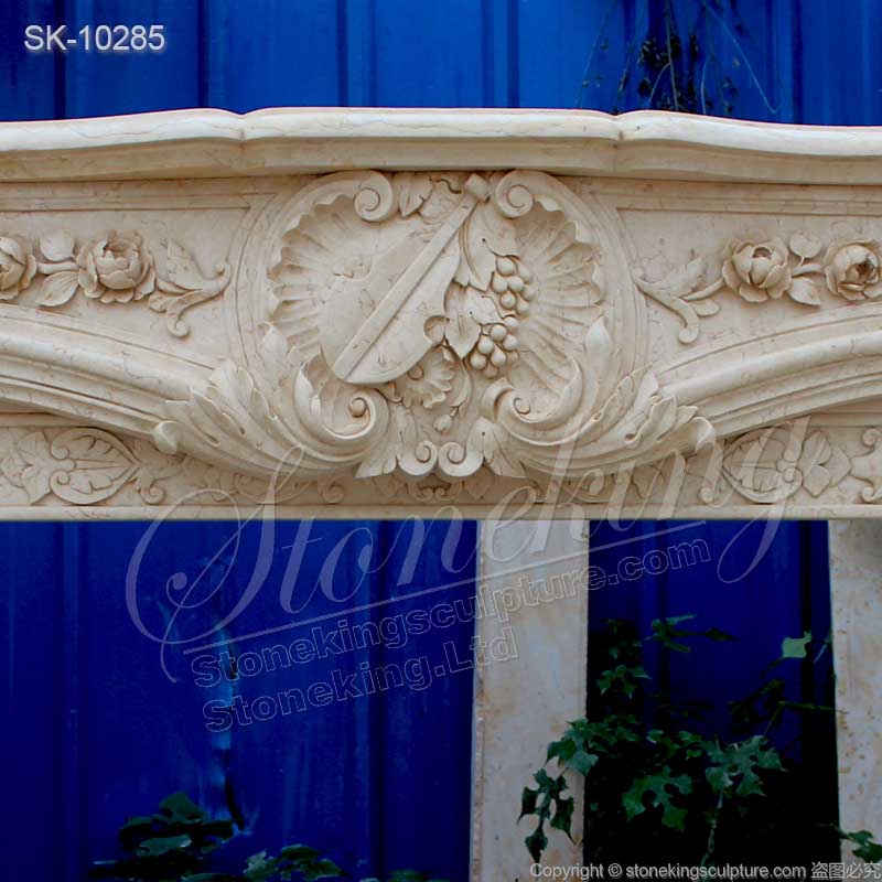  Factory Wholesale Egyptian Beige Marble Decorative Fireplace Mantel Ideas for Indoor home decor 