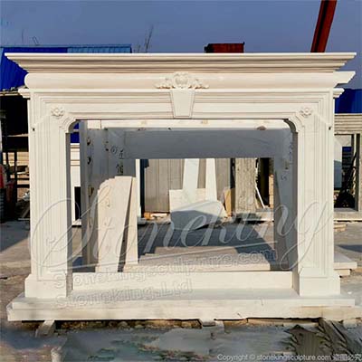 Manufacturer Hand Carved White Modern Marble Fireplace Surround of Bolection Design for sale 