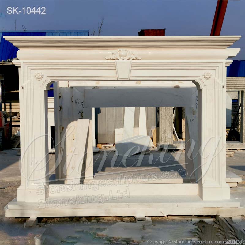 Manufacturer Hand Carved White Modern Marble Fireplace Surround of Bolection Design for sale 