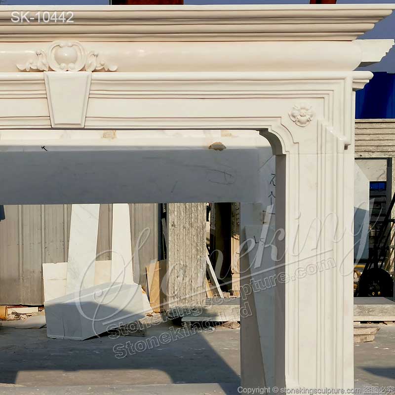 Manufacturer Hand Carved White Modern Marble Fireplace Surround of Bolection Design for sale 