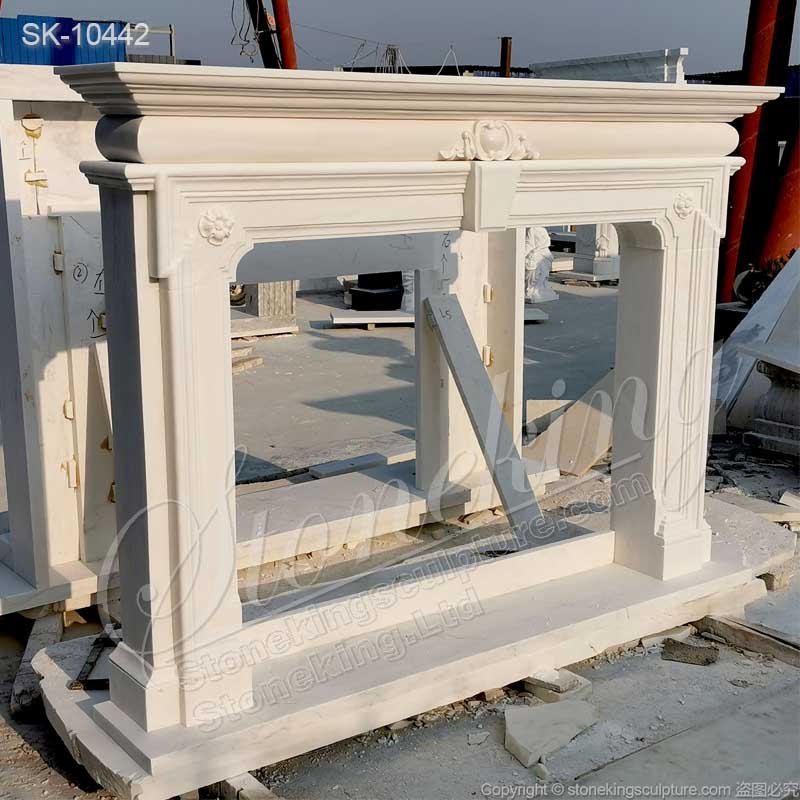 Manufacturer Hand Carved White Modern Marble Fireplace Surround of Bolection Design for sale 