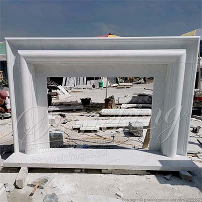 Bolection Moulding Natural White Marble Simple Modern Fireplace Surround Design for home decoration 
