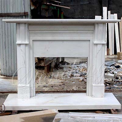 Indoor Decoration White Marble Modern Contemporary Fireplace Surround Design with corbels