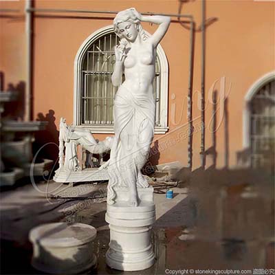 Best Hand Carved Life Size White Marble Nude Female Statue for outdoor garden decor for sale 