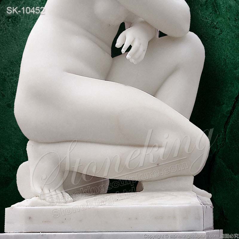 Famous Life Size White Marble Nude Crouching Venus Statue or Crouching Aphrodite Statue for sale 