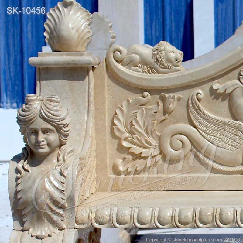 Beautiful Handcrafted Natural Marble Antique Bench Seat for outdoor garden decoration for sale