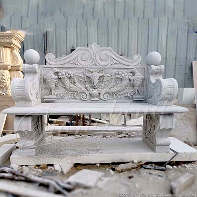 Best Hand Carved Natural Marble Antique Outdoor Garden Bench with eagles and cornucopia for sale