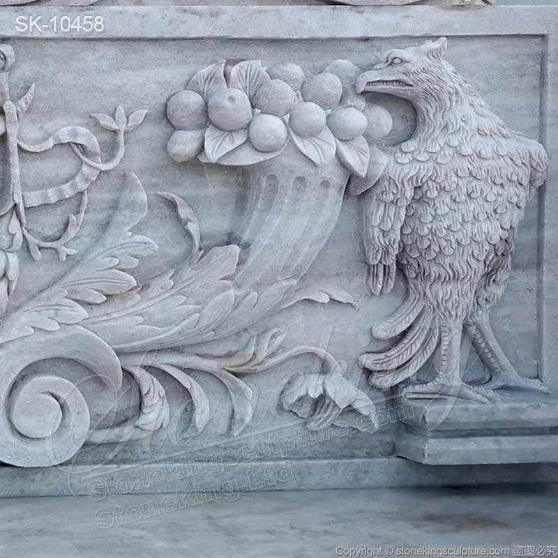 Best Hand Carved Natural Marble Antique Outdoor Garden Bench with eagles and cornucopia for sale