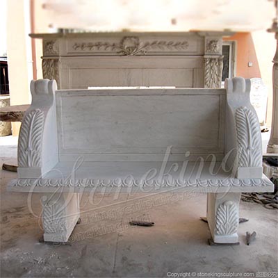 Factory Price Handcrafted White Marble Garden Bench for outside decoration for sale