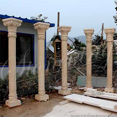 Factory Price Natural Beige Marble Modern Front Porch Columns for outdoor architecture for sale 