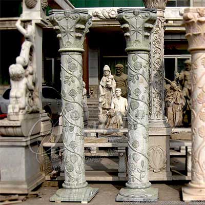 Modern Natural Green Marble Exterior Support Column for Architecture or Porch for sale 