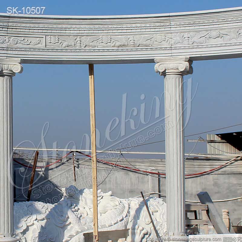 Classical White Marble Large Gazebo Pavillion with Columns for outdoor garden landscape for sale 