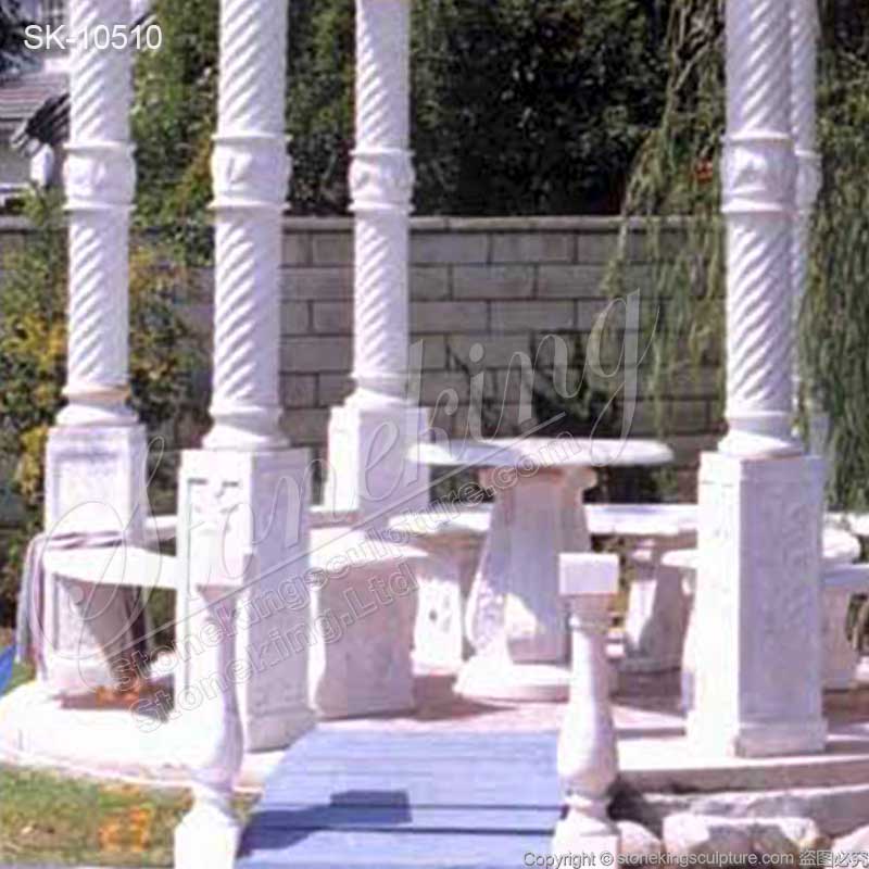 Wholesale Best White Marble Outdoor Garden Gazebo with Columns and Iron Dome for sale