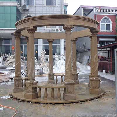 Outdoor Garden Decoration Round Marble Yard Gazebo with Greek Corinthian Columns for sale  